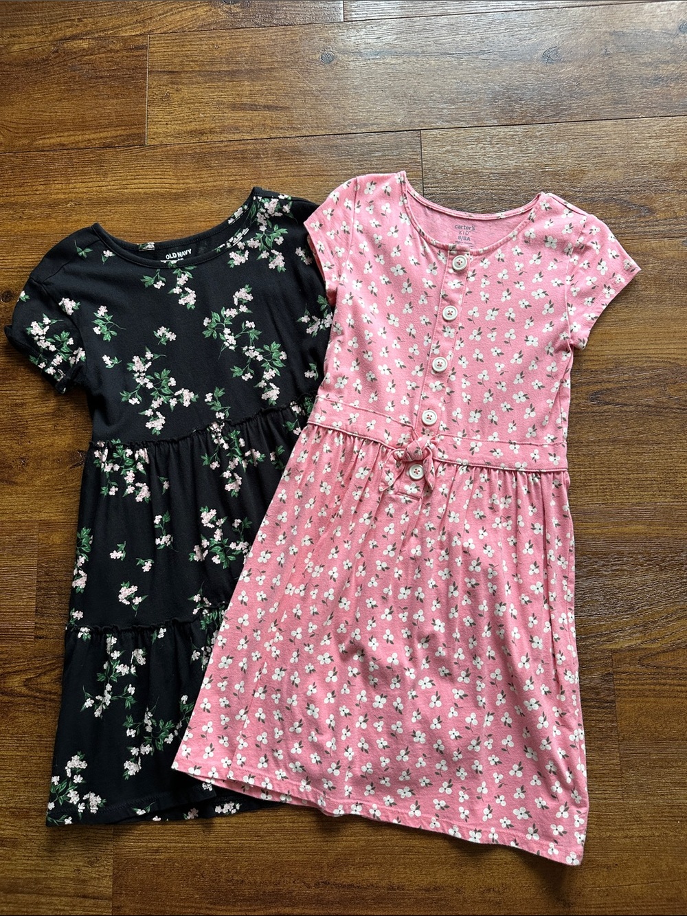 2 Girls Size 8 Dresses -Carters Pink and Old Navy Black Floral